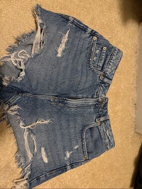 Garage Distressed Denim Shorts - Blue